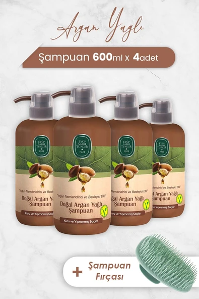 Eyüp Sabri Tuncer Argan Yağlı Şampuan 600 ml x 4 Adet ve Şampuan Fırçası - 1