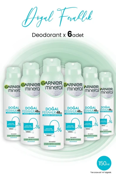 Garnier Mineral 48 Saat Doğal Ferahlık Kadın Sprey Deodorant 150 ml x 6 Adet ürün görseli