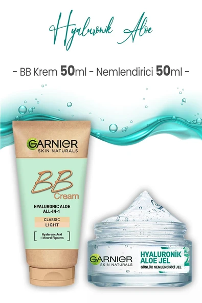 Garnier Günlük Nemlendirici Hyaluronik Aloe Jel 50 ml ve BB Krem Açık Ton 50 ml
