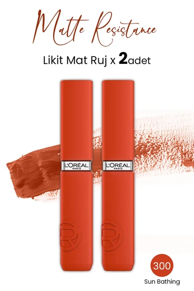 Loreal Paris Infaillible Matte Resistance Likit Mat Ruj - 300 Sun Bathing x 2 Adet