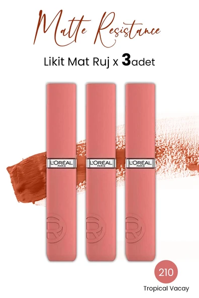 Loreal Paris Infaillible Matte Resistance Likit Mat Ruj - 210 Tropical Vacay x 3 Adet
