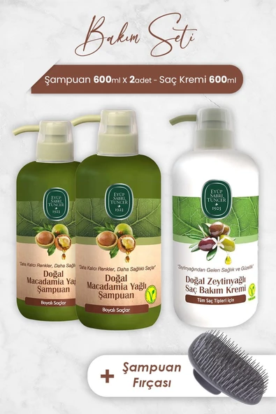 Eyüp Sabri Tuncer Macadamia Şampuan 600 ml x 2 Adet, Saç Kremi ve Şampuan Fırçası ürün görseli