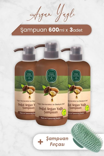 Eyüp Sabri Tuncer Argan Yağlı Şampuan 600 ml x 3 Adet ve Şampuan Fırçası ürün görseli