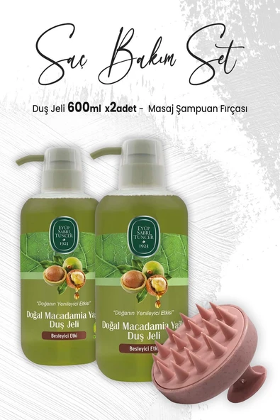 Eyüp Sabri Tuncer Macadamia Yağlı Duş Jeli 600 ml x 2 Adet ve Masaj Şampuan Fırçası Pembe ürün görseli