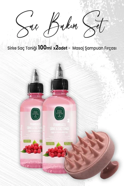 Eyüp Sabri Tuncer Sirke Saç Toniği Frambuazlı 100 ml x 2 Adet ve Masaj Şampuan Fırçası Pembe ürün görseli