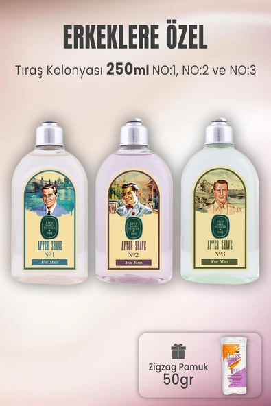 Eyüp Sabri Tuncer Tıraş Kolonyası Set 1-2-3 ve Zigzag Pamuk 50 gr