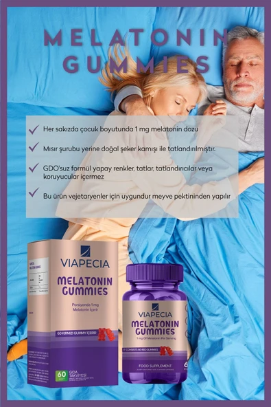 Viapecia Melatonin 1 Mg Gummies 60 Adet Kaliteli & Düzenli Uyku
