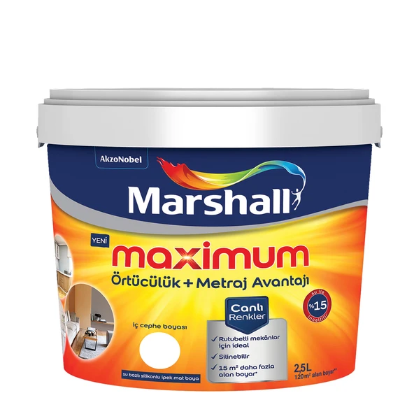 Marshall Maximum Silikonlu İpek Mat Güz Yağmuru 2,5 Lt. (3,5 Kg) ürün görseli