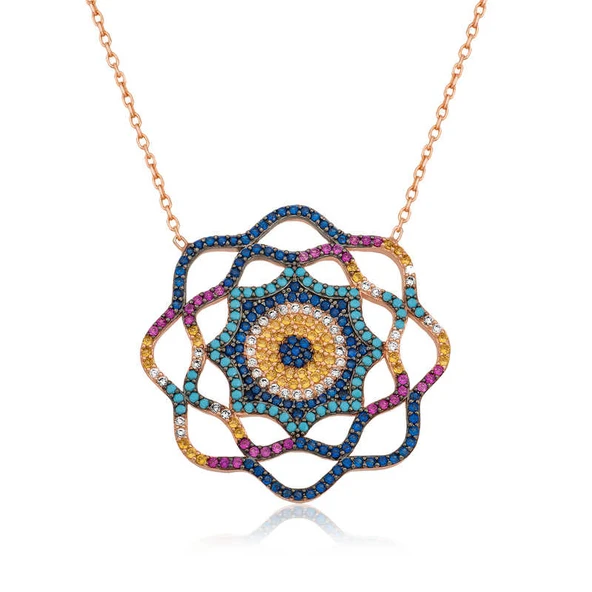 925 Ayar Gümüş Yaşam Güneşi Nazar Kolye ürün görseli 1