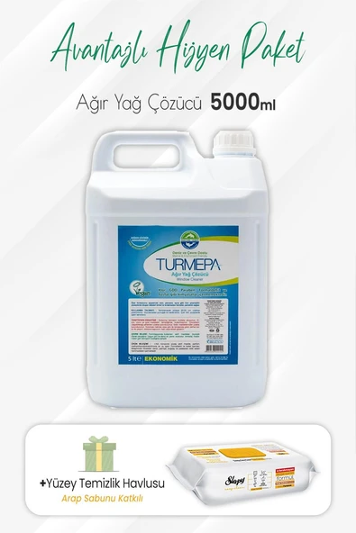 Turmepa Ağır Yağ Sökücü 5 Litre ve ve Arap Sabunlu Yüzey Temizlik 100' lü