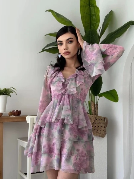 Elose Fırfırlı Elbise - Resim 3