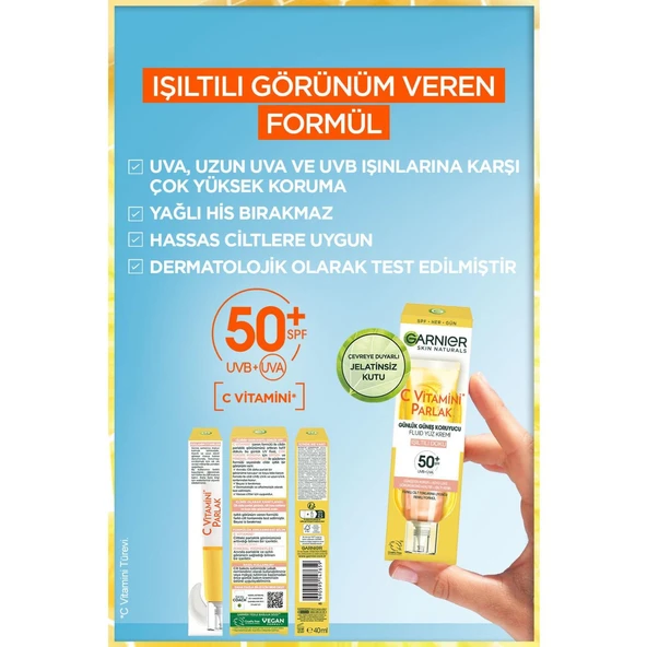 Garnier Günlük Güneş Koruyucu Fluid Yüz Kremi Işıltılı Doku - 5