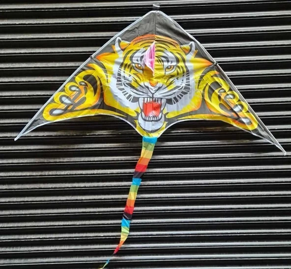 Büyük Boy Kaplan Uçurtma Tiger Kite 160 cmx75 cm Aslan Uçurma-Kuyruk 120 cm 30 mt ip Dahil - 2
