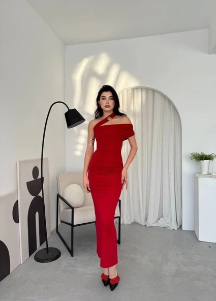 Reta Çapraz Omuz Elbise - 6