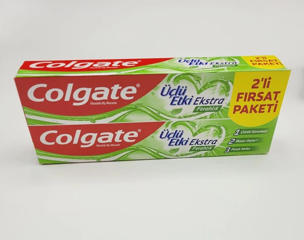 Colgate Üçlü Etki Ekstra Ferahlık Diş Macunu 2 x 75 ml