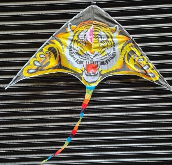Büyük Boy Kaplan Uçurtma Tiger Kite 160 cmx75 cm Aslan Uçurma-Kuyruk 120 cm 30 mt ip Dahil - 3