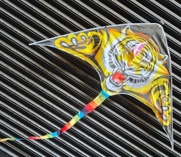 Büyük Boy Kaplan Uçurtma Tiger Kite 160 cmx75 cm Aslan Uçurma-Kuyruk 120 cm 30 mt ip Dahil - 4