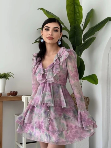 Elose Fırfırlı Elbise - Resim 5