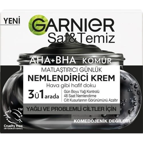 Garnier AHA BHA Kömür 3'ü 1 Arada Matlaştırıcı Günlük Nemlendirici Krem 50 ml - 2