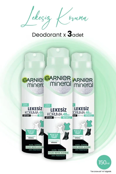 Garnier Mineral Lekesiz Koruma Ferah Sprey Deodorant 150 ML x 3 Adet ürün görseli