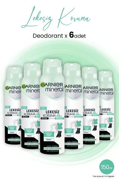 Garnier Mineral Lekesiz Koruma Ferah Sprey Deodorant 150 ML x 6 Adet ürün görseli