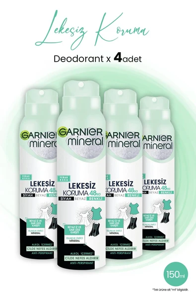 Garnier Mineral Lekesiz Koruma Ferah Sprey Deodorant 150 ML x 4 Adet ürün görseli
