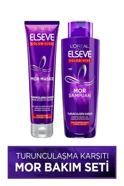Elseve Mor Şampuan 200ml + L'oréal Paris Mor Maske 150 Ml