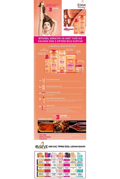 Elseve Loreal Dream Long Bye Bye Makas Saç Bakım Kremi 200 Ml - Resim 6