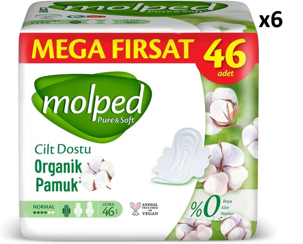 Molped Pure & Soft Normal 46'lı 6 Adet Hijyenik Ped