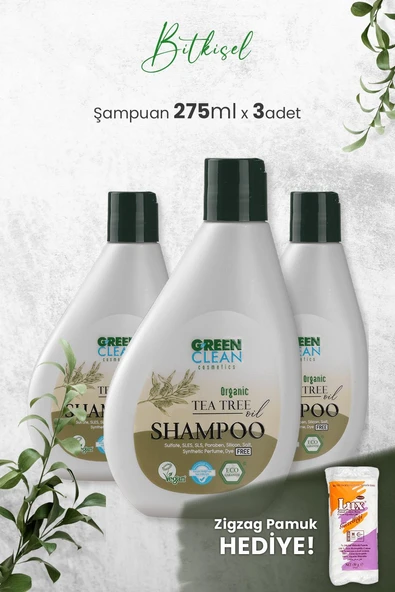 Green Clean Şampuan Tea Tree 275 ml x 3 Adet ve Hediyeli ürün görseli