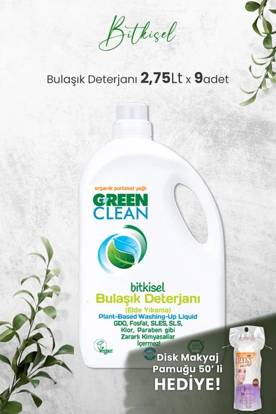 U Green Clean Bitkisel Bulaşık Deterjanı 2,75 LT x 9 Adet ve Heyecanlı