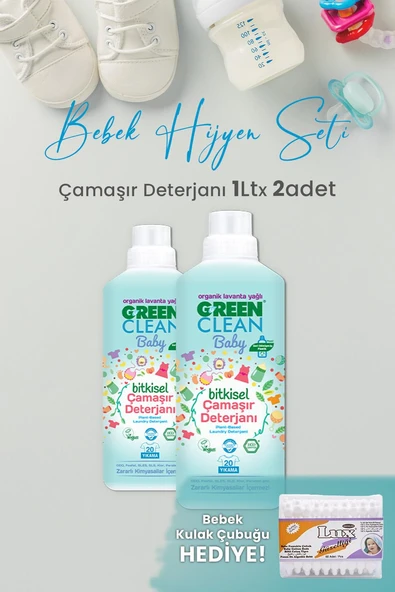 U Green Clean Baby Çamaşır Deterjanı 1 L x 2 Adet ve Hediyeli ürün görseli