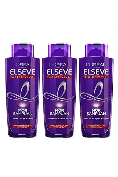Elseve 3'lü Turunculaşma Karşıtı Mor Şampuan 200 Ml Seti