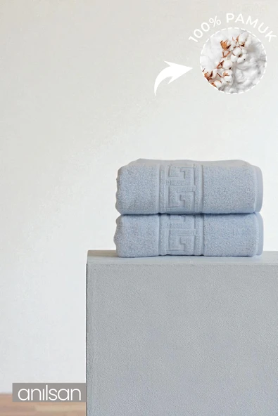 2'li Greek Mavi El Havlusu - 50x90 Cm, 225 Gr, %100 Pamuk, Spa Ve Otel Havlusu ürün görseli 1