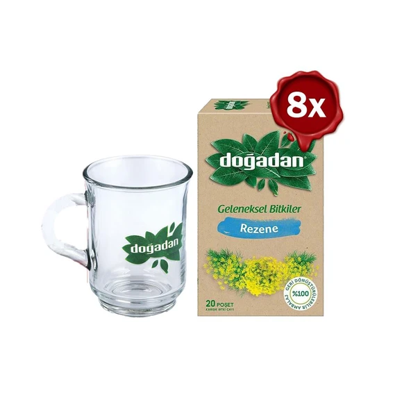 Doğadan Rezene Bitki Çayı 20' li x 8 ve Doğadan Cam Bardak Hediyeli ürün görseli