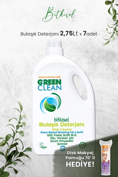 U Green Clean Bitkisel Bulaşık Deterjanı 2,75 LT x 7 Adet ve Hediyeli ürün görseli
