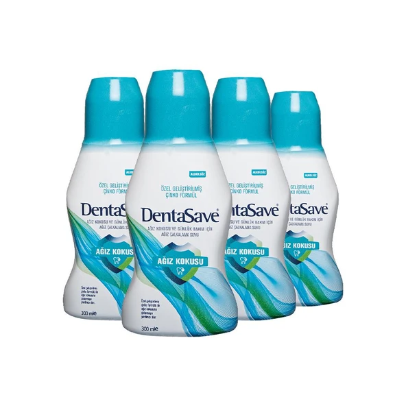 DentaSave Ağız Çalkalama Suyu Ağız Kokusu Çinko Formül 300 ml x 4