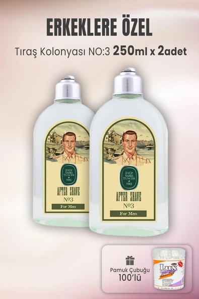 Eyüp Sabri Tuncer Tıraş Kolonyası No 3 x 2 Adet ve Pamuk Çubuğu 100' lü