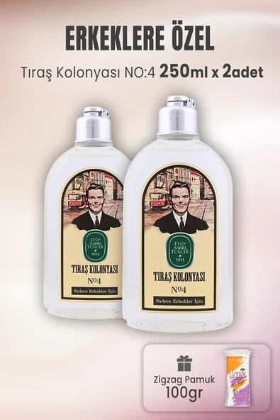 Eyüp Sabri Tuncer Tıraş Kolonyası No: 4 x 2 Adet ve Zigzag Pamuk 100 gr ürün görseli