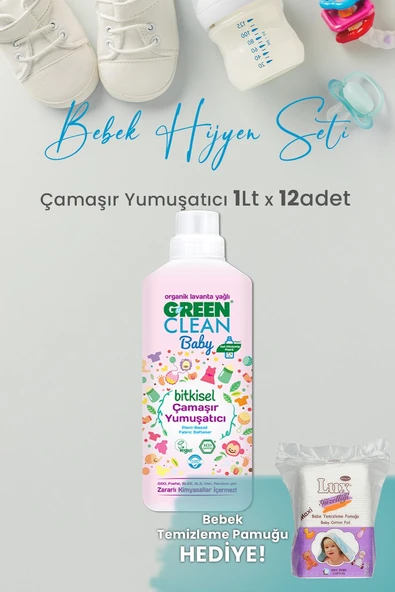U Green Clean Baby Çamaşır Yumuşatıcı 1 L x 12 Adet ve Hediyeli ürün görseli
