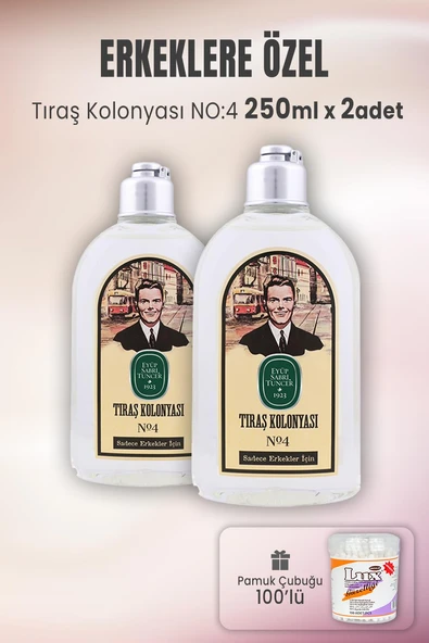 Eyüp Sabri Tuncer Tıraş Kolonyası No: 4 x 2 Adet ve Pamuk Çubuğu 100' lü ürün görseli