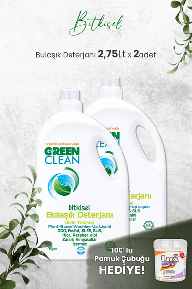 U Green Clean Bitkisel Bulaşık Deterjanı 2,75 LT x 2 Adet ve Hediyeli ürün görseli