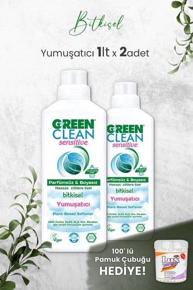 Green Clean Sensitive Kokusuz Yumuşatıcı 1 L x 2 Adet ve Hediyeli