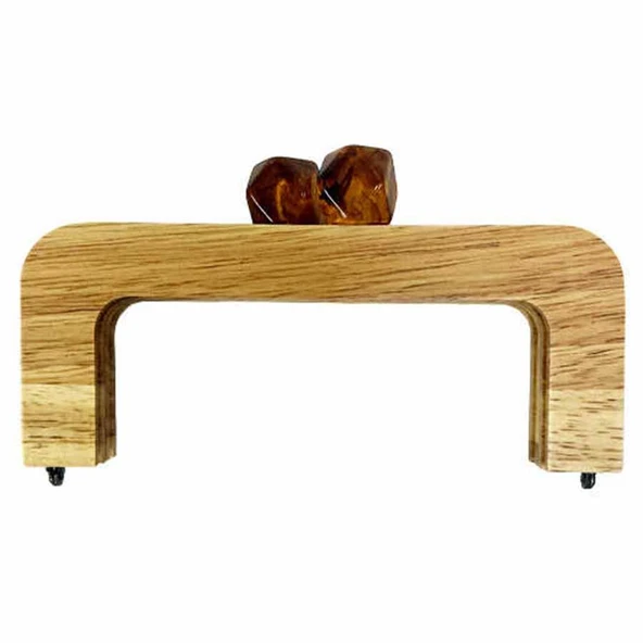 Ahşap Mıknatıslı Çanta Bursu Dikdörtgen ALT200 Kehribar