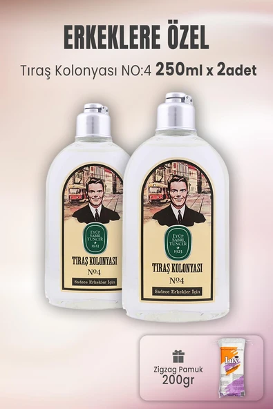Eyüp Sabri Tuncer Tıraş Kolonyası No: 4 x 2 Adet ve Pamuk Çubuğu 100' lü ürün görseli