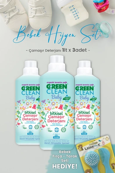 U Green Clean Baby Çamaşır Deterjanı 1 L x 3 Adet ve Hediyeli ürün görseli