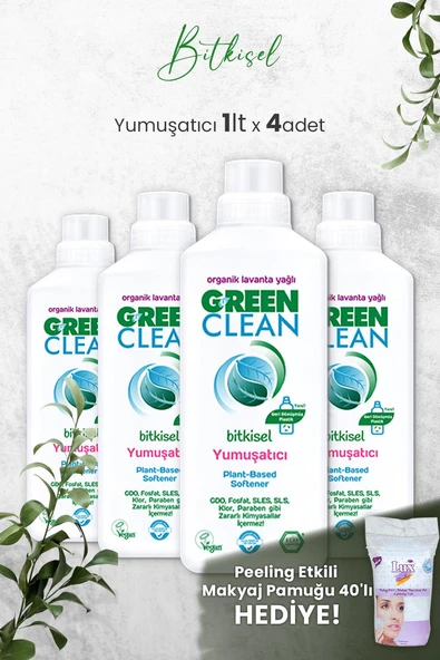 U Green Clean Bitkisel Çamaşır Yumuşatıcısı 1 Litre (Lavanta Kokulu) x 4 Adet ve Hediyeli