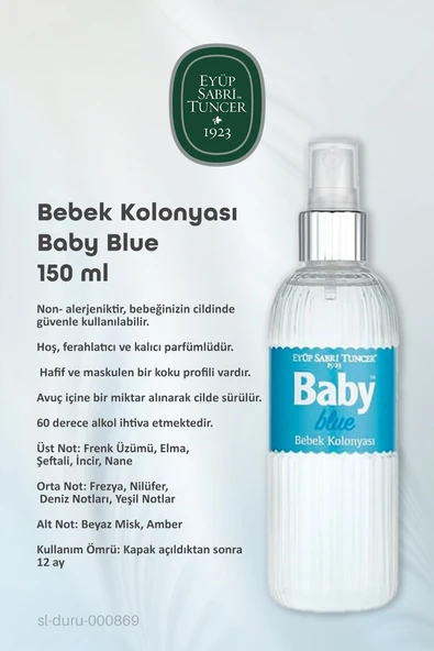 Eyüp Sabri Tuncer 3'lü Bebek Kolonyası Baby Blue 150 ml ve ROSIE Bebek Pamuğu - Resim 5