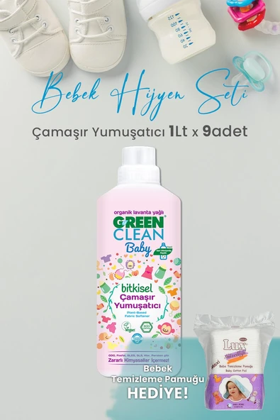 U Green Clean Baby Çamaşır Yumuşatıcı 1 L x 9 Adet ve Hediyeli ürün görseli