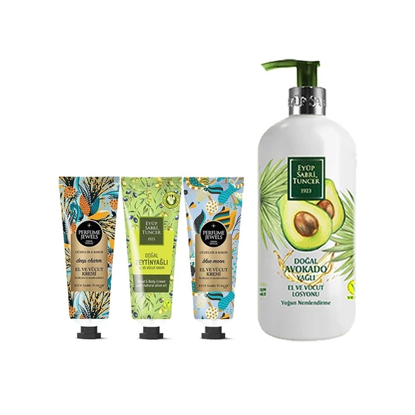 Eyüp Sabri Tuncer Perfume Jewels Deep, Blue, Zeytinyağlı El Kremi 50 ML Ve Avokadolu Losyon 500 ml ürün görseli